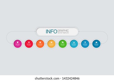 Vector horizontal infographic diagram, template for business, presentations, web design, 8 options.