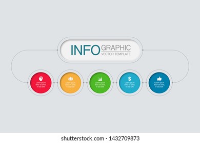 Vector horizontal infographic diagram, template for business, presentations, web design, 5 options.