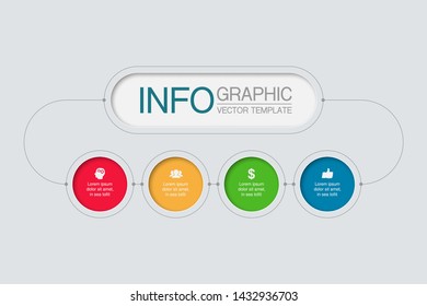Vector horizontal infographic diagram, template for business, presentations, web design, 4 options.