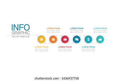 Vector horizontal infographic diagram, template for business, presentations, web design, 6 options.