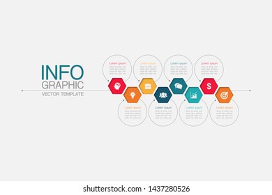 Vector horizontal infographic diagram, template for business, presentations, web design, 8 options.