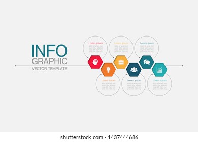 Vector horizontal infographic diagram, template for business, presentations, web design, 6 options.