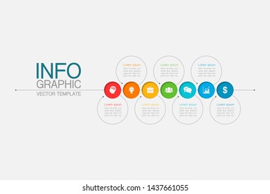 Vector horizontal infographic diagram, template for business, presentations, web design, 7 options.