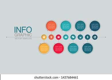 Vector horizontal infographic diagram, template for business, presentations, web design, 8 options.