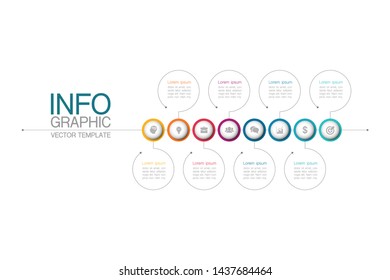 Vector horizontal infographic diagram, template for business, presentations, web design, 8 options.