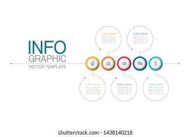 Vector horizontal infographic diagram, template for business, presentations, web design, 5 options.