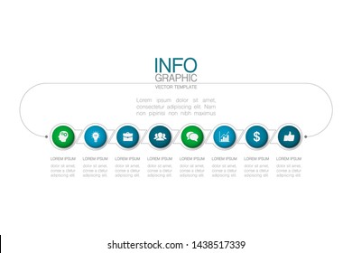 Vector horizontal infographic diagram, template for business, presentations, web design, 8  options.