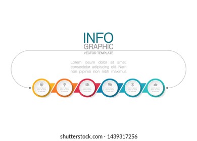 Vector horizontal infographic diagram, template for business, presentations, web design, 6 options.