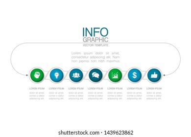 Vector horizontal infographic diagram, template for business, presentations, web design, 7 options.