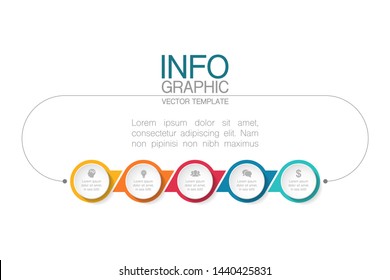Vector horizontal infographic diagram, template for business, presentations, web design, 5 options.