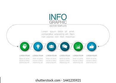 Vector horizontal infographic diagram, template for business, presentations, web design, 6 options.