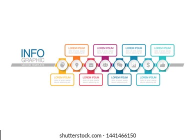 Vector horizontal infographic diagram, template for business, presentations, web design, 8 options.