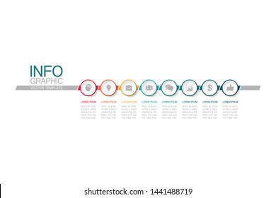 Vector horizontal infographic diagram, template for business, presentations, web design, 8 options.