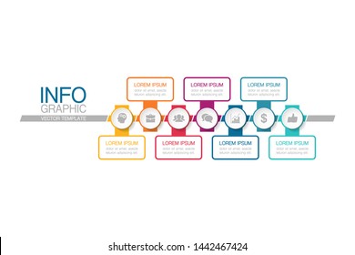 Vector horizontal infographic diagram, template for business, presentations, web design, 7  options.