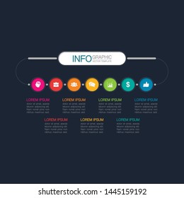 Vector horizontal infographic diagram, template for business, presentations, web design, 7 options.
