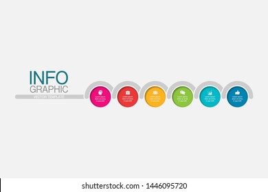 Vector horizontal infographic diagram, template for business, presentations, web design, 6 options.