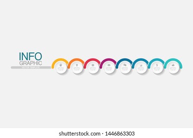 Vector horizontal infographic diagram, template for business, presentations, web design, 8 options.