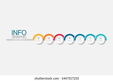 Vector horizontal infographic diagram, template for business, presentations, web design, 7 options.