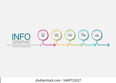 Vector horizontal infographic diagram, template for business, presentations, web design, 5 options.
