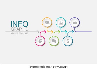 Vector horizontal infographic diagram, template for business, presentations, web design, 6 options.