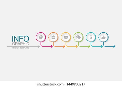 Vector horizontal infographic diagram, template for business, presentations, web design, 6 options.