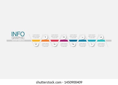 Vector horizontal infographic diagram, template for business, presentations, web design, 8 options.