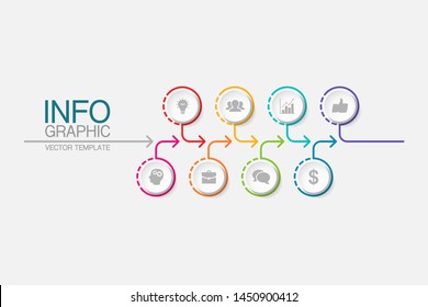 Vector horizontal infographic diagram, template for business, presentations, web design, 8 options.