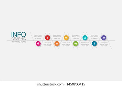 Vector horizontal infographic diagram, template for business, presentations, web design, 8 options.