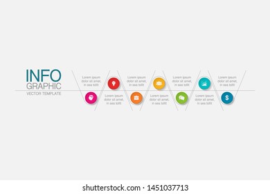 Vector horizontal infographic diagram, template for business, presentations, web design, 7 options.