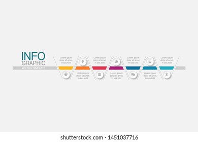 Vector horizontal infographic diagram, template for business, presentations, web design, 7 options.