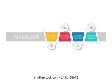 Vector horizontal infographic diagram, template for business, presentations, web design, 4 options.