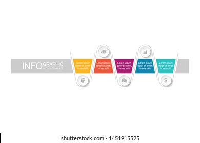Vector horizontal infographic diagram, template for business, presentations, web design, 5 options.
