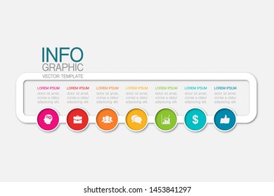 Vector horizontal infographic diagram, template for business, presentations, web design, 7 options.