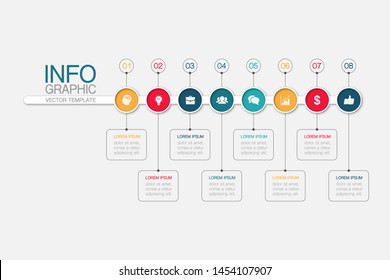 Vector Horizontal Infographic Diagram, Template For Business, Presentations, Web Design, 8 Options.