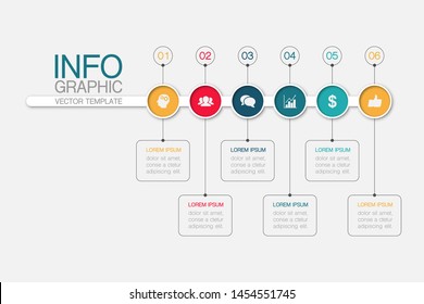 Vector horizontal infographic diagram, template for business, presentations, web design, 6 options.