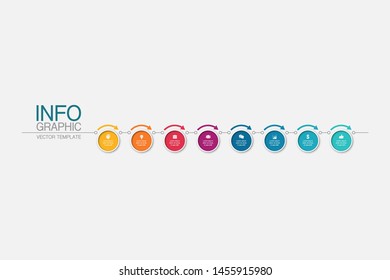 Vector horizontal infographic diagram, template for business, presentations, web design, 8 options.