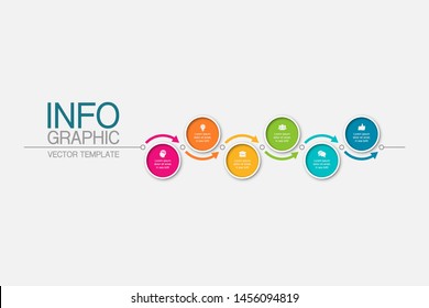 Vector horizontal infographic diagram, template for business, presentations, web design, 6 options.
