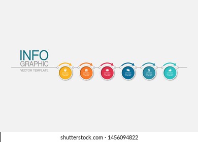 Vector horizontal infographic diagram, template for business, presentations, web design, 6 options.