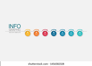 Vector horizontal infographic diagram, template for business, presentations, web design,  7 options.