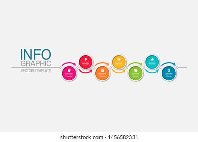 Vector horizontal infographic diagram, template for business, presentations, web design,  7 options.