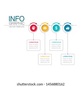 Diagrama de infografía horizontal vectorial, plantilla para negocios, presentaciones, diseño web, 4 opciones.
