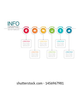 Vector horizontal infographic diagram, template for business, presentations, web design, 6  options.