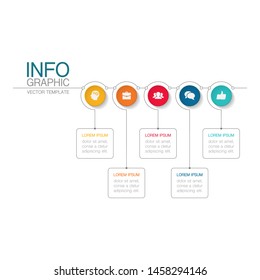 Diagrama de infografía horizontal vectorial. plantilla para negocios, presentaciones, diseño web, 5 opciones.