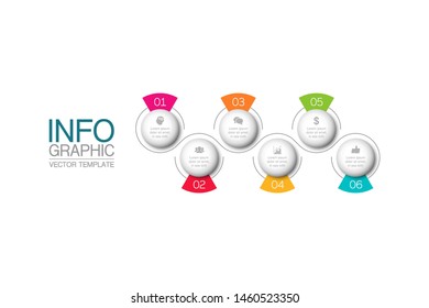 Vector horizontal infographic diagram, template for business, presentations, web design, 6 options.