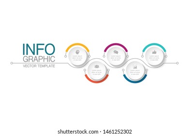 Vector horizontal infographic diagram, template for business, presentations, web design, 5 options.
