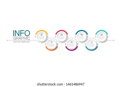 Vector horizontal infographic diagram, template for business, presentations, web design, 7 options.