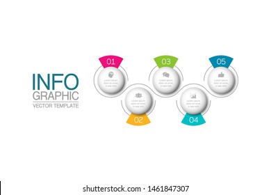 Vector horizontal infographic diagram, template for business, presentations, web design, 5 options.