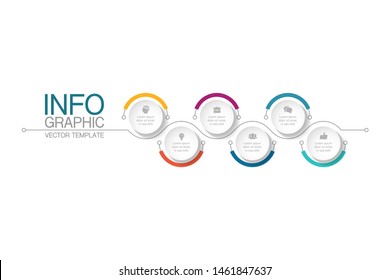 Vector horizontal infographic diagram, template for business, presentations, web design, 6 options.