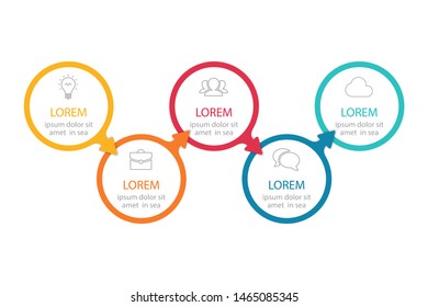 Vector horizontal infographic diagram, template for business, presentations, web design, 5 options.