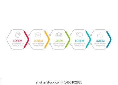 Vector horizontal infographic diagram, template for business, presentations, web design, 5 options.